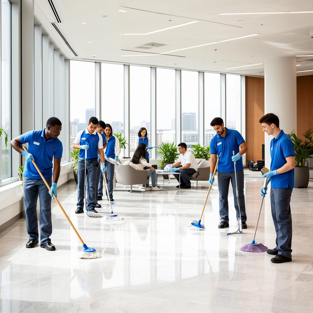 Pristine, polished office lobby